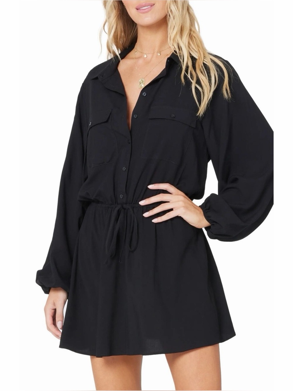 L*Space Amelia Shirt Dress in Black